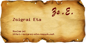 Zsigrai Eta névjegykártya